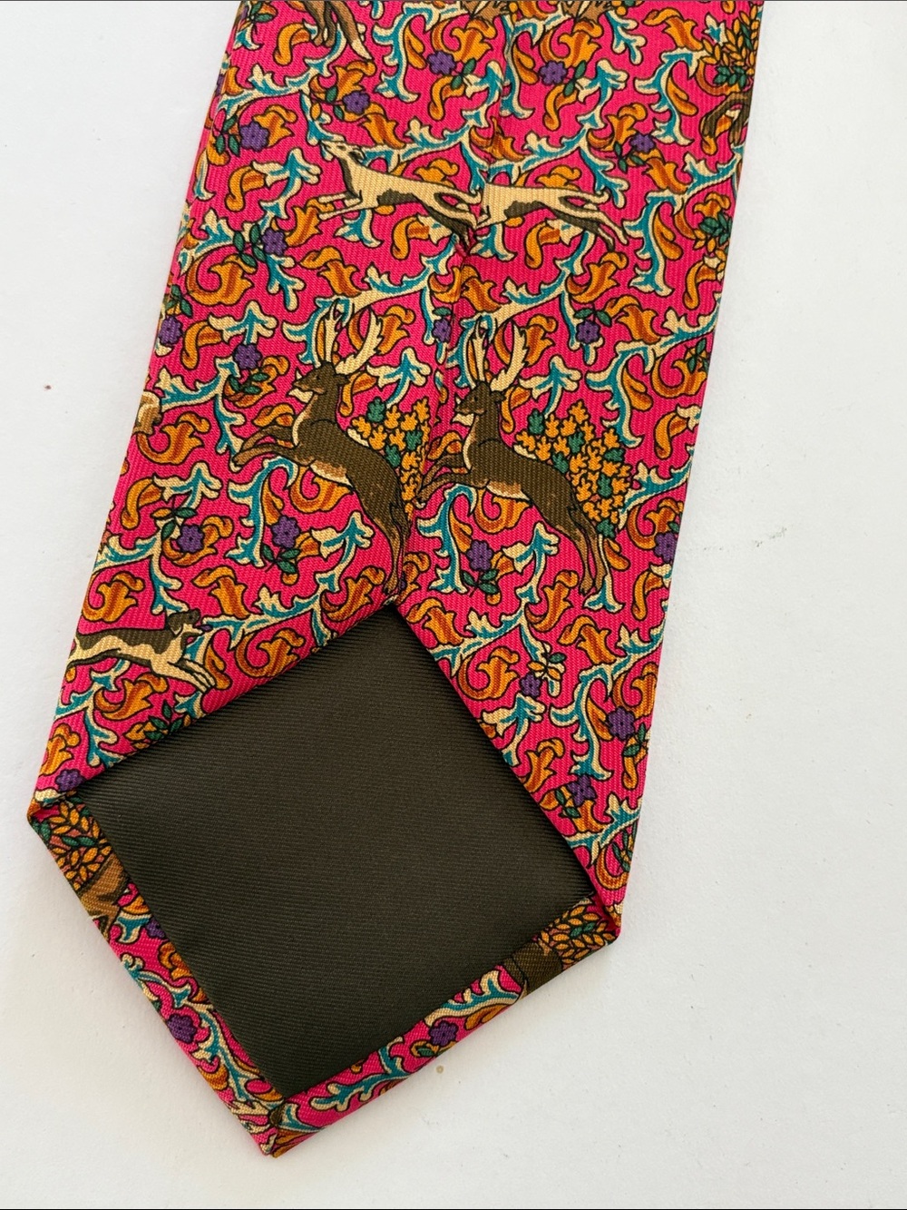 Holland & Holland London Reindeer & Floral Silk Tie - Picture 6 of 6